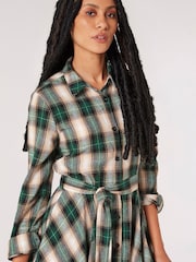 Apricot Green Check Fit + Flare Shirt Dress - Image 4 of 4