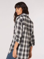 Apricot Black Plaid Snow-wash Oversized Shirt - Image 2 of 4