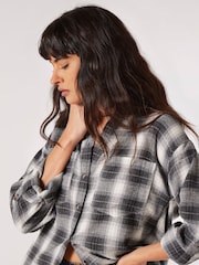 Apricot Black Plaid Snow-wash Oversized Shirt - Image 4 of 4