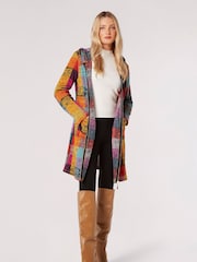 Apricot Multi Check Fleece Hood Cardigan - Image 2 of 5