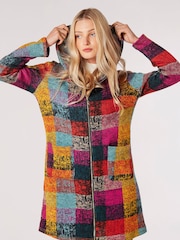 Apricot Multi Check Fleece Hood Cardigan - Image 3 of 5
