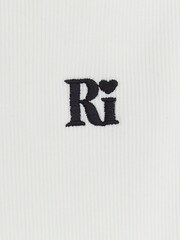 River Island White 100% Cotton Lettuce Hem Rib Top - Image 4 of 4