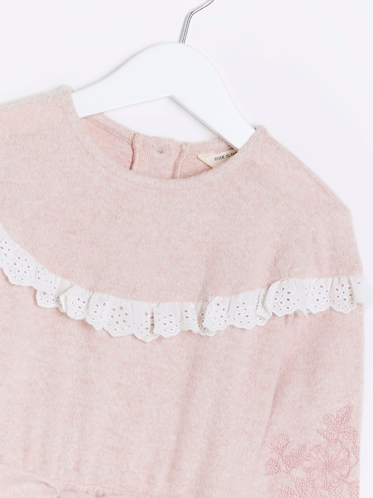 River Island Pink Mini Girls Cosy Jumpsuit - Image 2 of 3