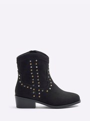 River Island Black Girls Studded Western Boots - Image 1 of 5