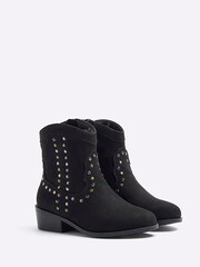 River Island Black Girls Studded Western Boots - Image 2 of 5