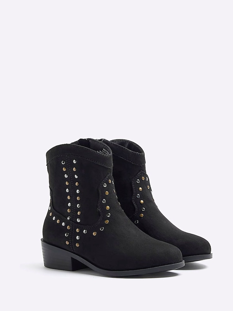 River Island Black Girls Studded Western Boots - Image 2 of 5