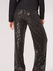 Apricot Black Sequin Lines Palazzo Trousers - Image 2 of 4