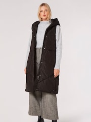 Apricot Black Irregular Panel Hooded Gilet - Image 1 of 4