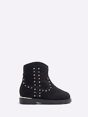 River Island Black Girls Black Studded Western Boots - Image 1 of 5