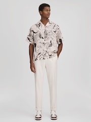 Reiss Black/White Epoque Sketch Design Cuban Collar Shirt - Image 3 of 6