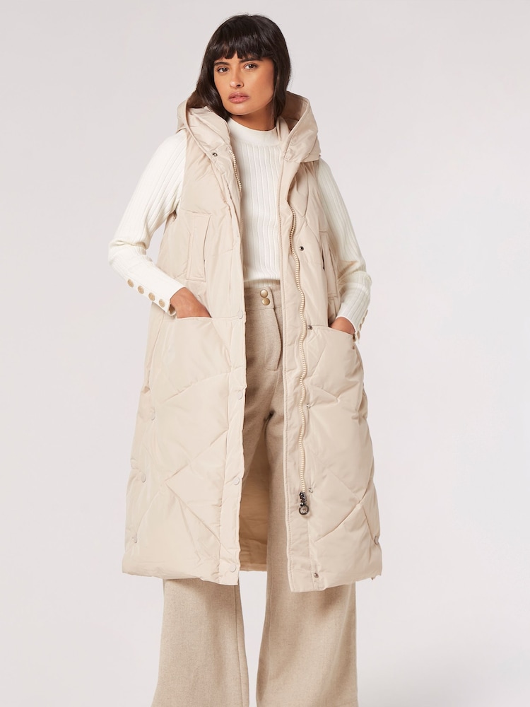Apricot Grey Irregular Panel Hooded Gilet - Image 1 of 5 Apricot Grey Irregular Panel Hooded Gilet - Image 1 of 5