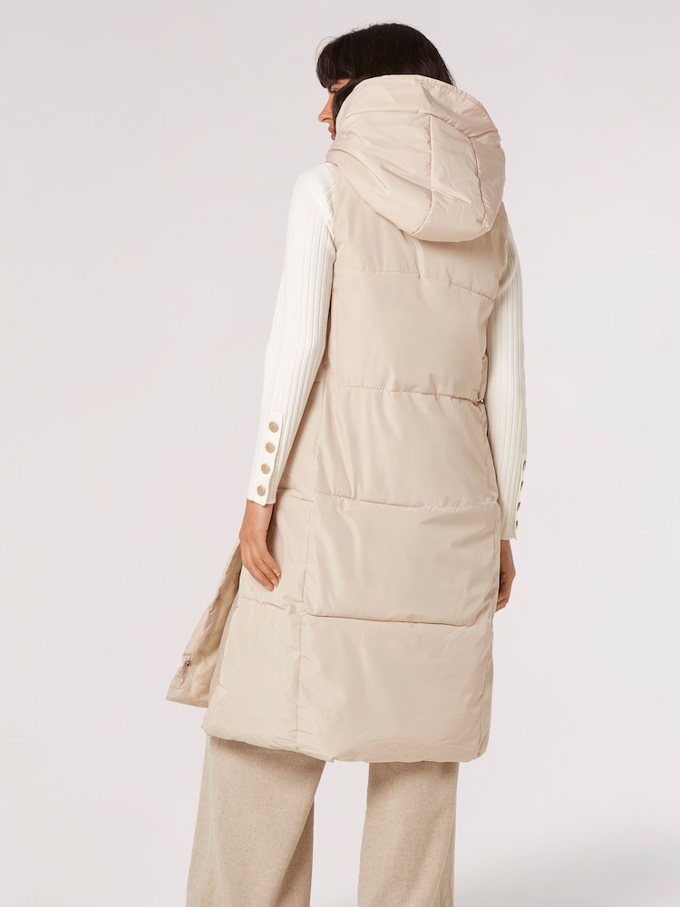Apricot Grey Irregular Panel Hooded Gilet - Image 2 of 5 Apricot Grey Irregular Panel Hooded Gilet - Image 2 of 5