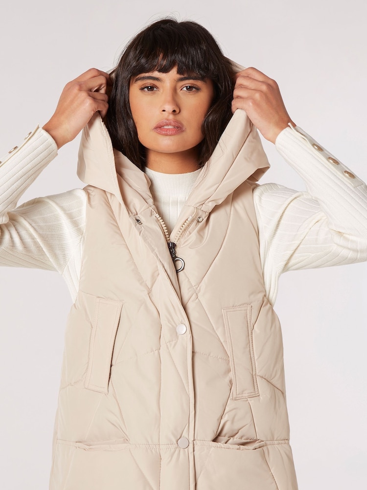 Apricot Grey Irregular Panel Hooded Gilet - Image 5 of 5 Apricot Grey Irregular Panel Hooded Gilet - Image 5 of 5