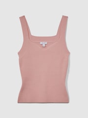 Reiss Blush Dani Ribbed Sweetheart Neck Top - Image 2 of 5