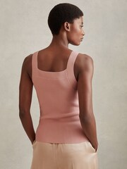 Reiss Blush Dani Ribbed Sweetheart Neck Top - Image 4 of 5