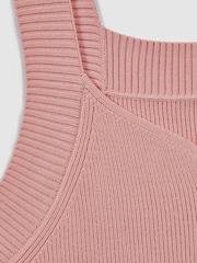 Reiss Blush Dani Ribbed Sweetheart Neck Top - Image 5 of 5
