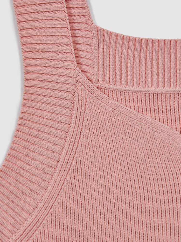 Reiss Blush Dani Ribbed Sweetheart Neck Top - Image 5 of 5