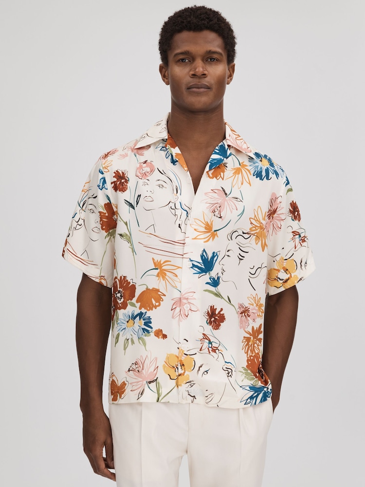 Camisa estampada con cuello cubano Serra de Reiss - Imagen 1 de 7