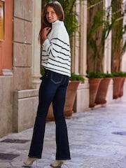 Sosandar White/ Black Stripe Quarter Zip Jumper - Image 3 of 5