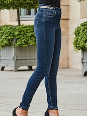 Sosandar Blue Chain Detail Skinny Jeans - Image 4 of 5