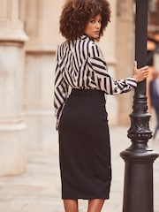 Sosandar Black Two Part Belted Pencil Dress - Image 3 of 6