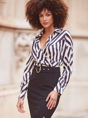 Sosandar Black Two Part Belted Pencil Dress - Image 6 of 6