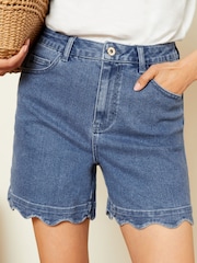 Love & Roses Blue Denim Scallop Hem Short - Image 1 of 4
