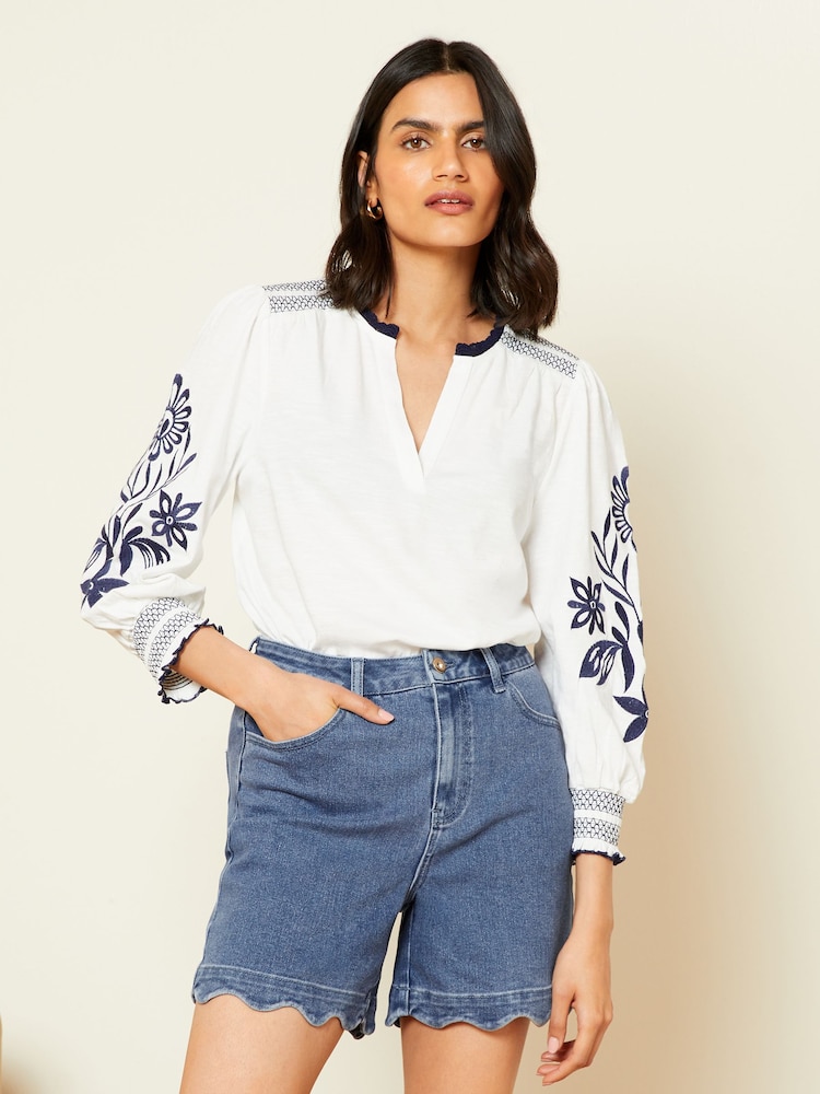 Love & Roses Blue Denim Scallop Hem Short - Image 2 of 4
