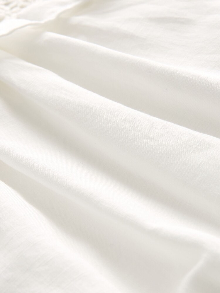 White Frill Sleeve Lace Insert Summer 100% Cotton Blouse - Image 6 of 6 White Frill Sleeve Lace Insert Summer 100% Cotton Blouse - Image 6 of 6