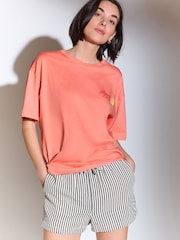 Coral Pink Relaxed Fit 100% Cotton Heatwave Summer Back Graphic T-Shirt - Image 2 of 9