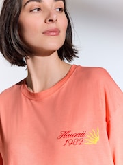 Coral Pink Relaxed Fit 100% Cotton Heatwave Summer Back Graphic T-Shirt - Image 5 of 9
