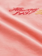 Coral Pink Relaxed Fit 100% Cotton Heatwave Summer Back Graphic T-Shirt - Image 9 of 9