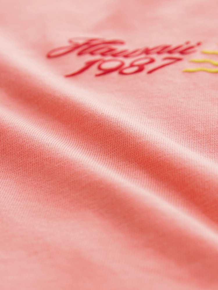 Coral Pink Relaxed Fit 100% Cotton Heatwave Summer Back Graphic T-Shirt - Image 9 of 9