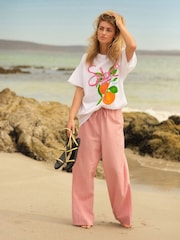 Orange Fruit Bold Print Tropical Graphic T-Shirt - Image 2 of 7