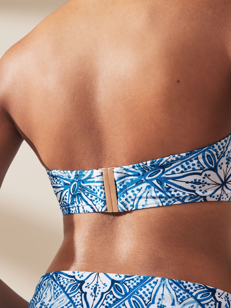Blue/White Tile DD+ Non Pad Minimise Bandeau Bikini Top - Image 2 of 3