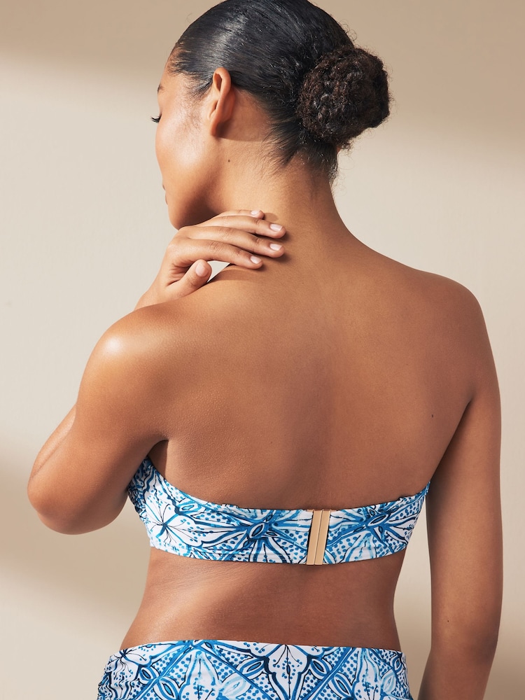 Blue/White Tile DD+ Non Pad Minimise Bandeau Bikini Top - Image 3 of 3