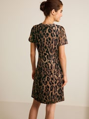 Leopard Print Mesh Corset Detail Mini Dress - Image 2 of 5