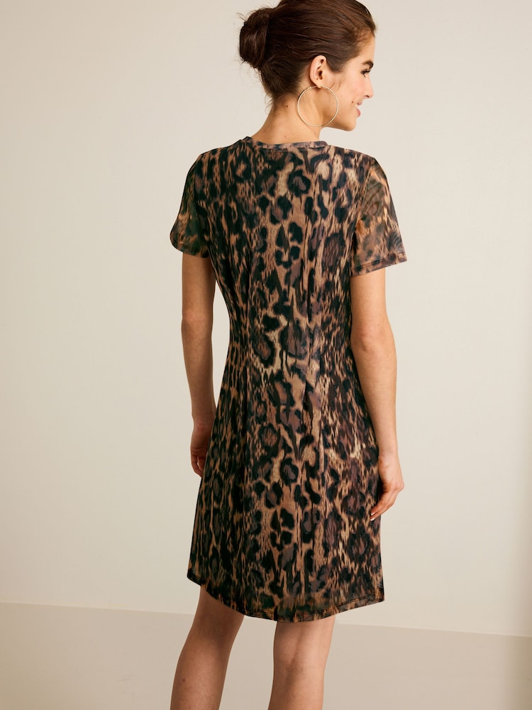 Leopard Print Mesh Corset Detail Mini Dress - Image 2 of 5