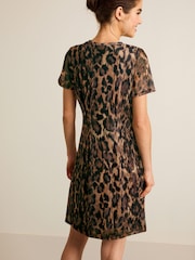 Leopard Print Mesh Corset Detail Mini Dress - Image 3 of 5