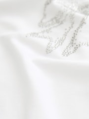White 100% Cotton Bow Embellished T-Shirt - Image 5 of 5