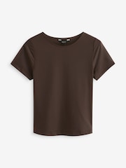 Chocolate Brown Slim Fit Short Sleeve Soft Touch Polyamide T-Shirt - Image 6 of 7