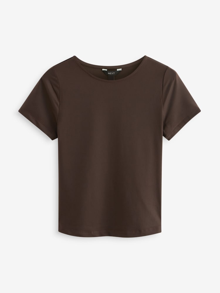 Chocolate Brown Slim Fit Short Sleeve Soft Touch Polyamide T-Shirt - Image 6 of 7
