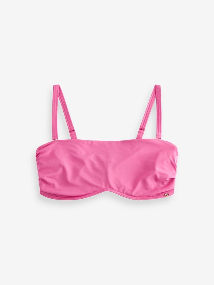 Pink DD+ Non Pad Minimise Bandeau Bikini Top - Image 4 of 4