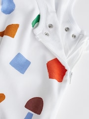 White Quilted Abstract Shapes 1 Tog  Baby 100% Cotton Sleep Bag - Image 6 of 8