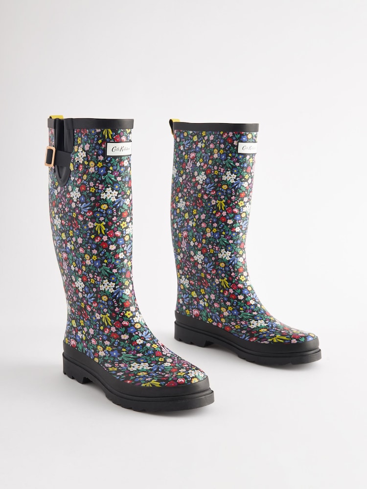 Cath Kidston Black Ditsy Floral Tall Wellies - Image 1 of 7