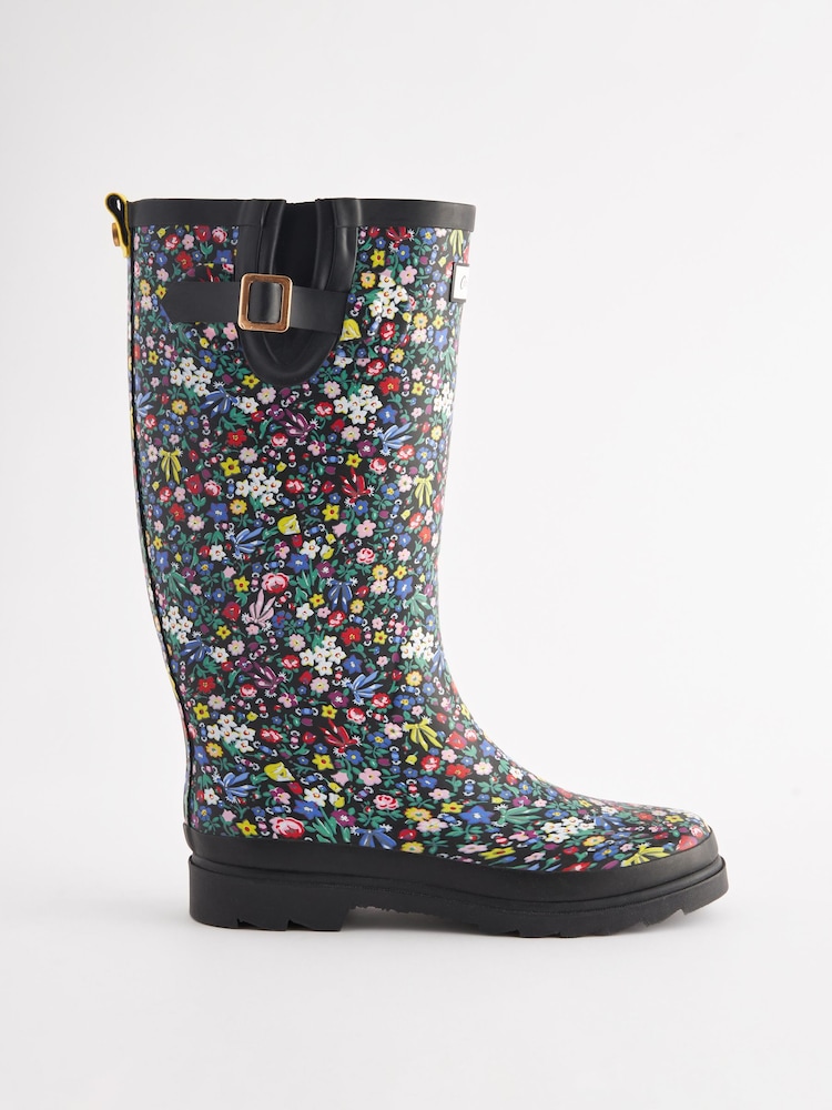 Cath Kidston Black Ditsy Floral Tall Wellies - Image 2 of 7