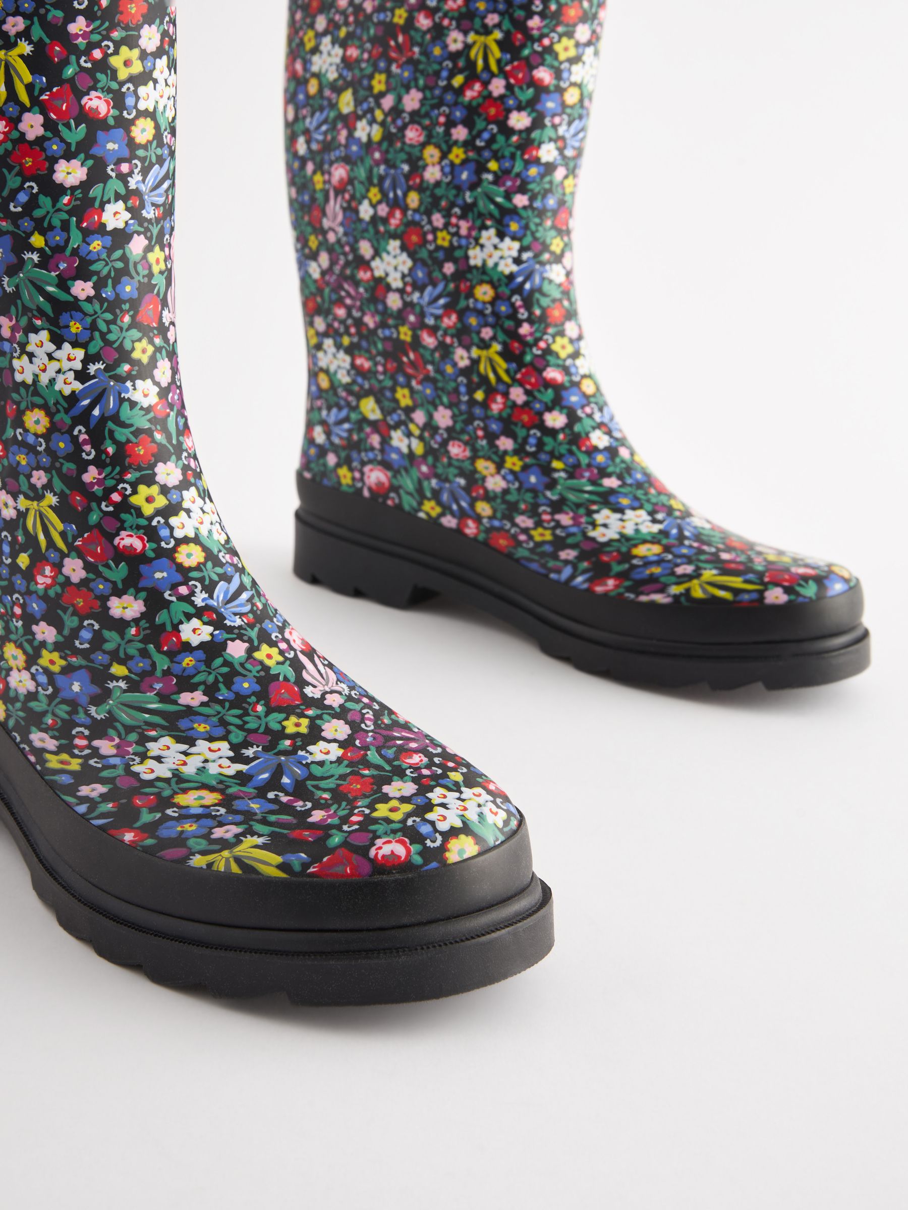 Cath Kidston Black Ditsy Floral Tall Wellies