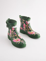Cath Kidston Green Floral Short Rubber Wellies - Image 1 of 5
