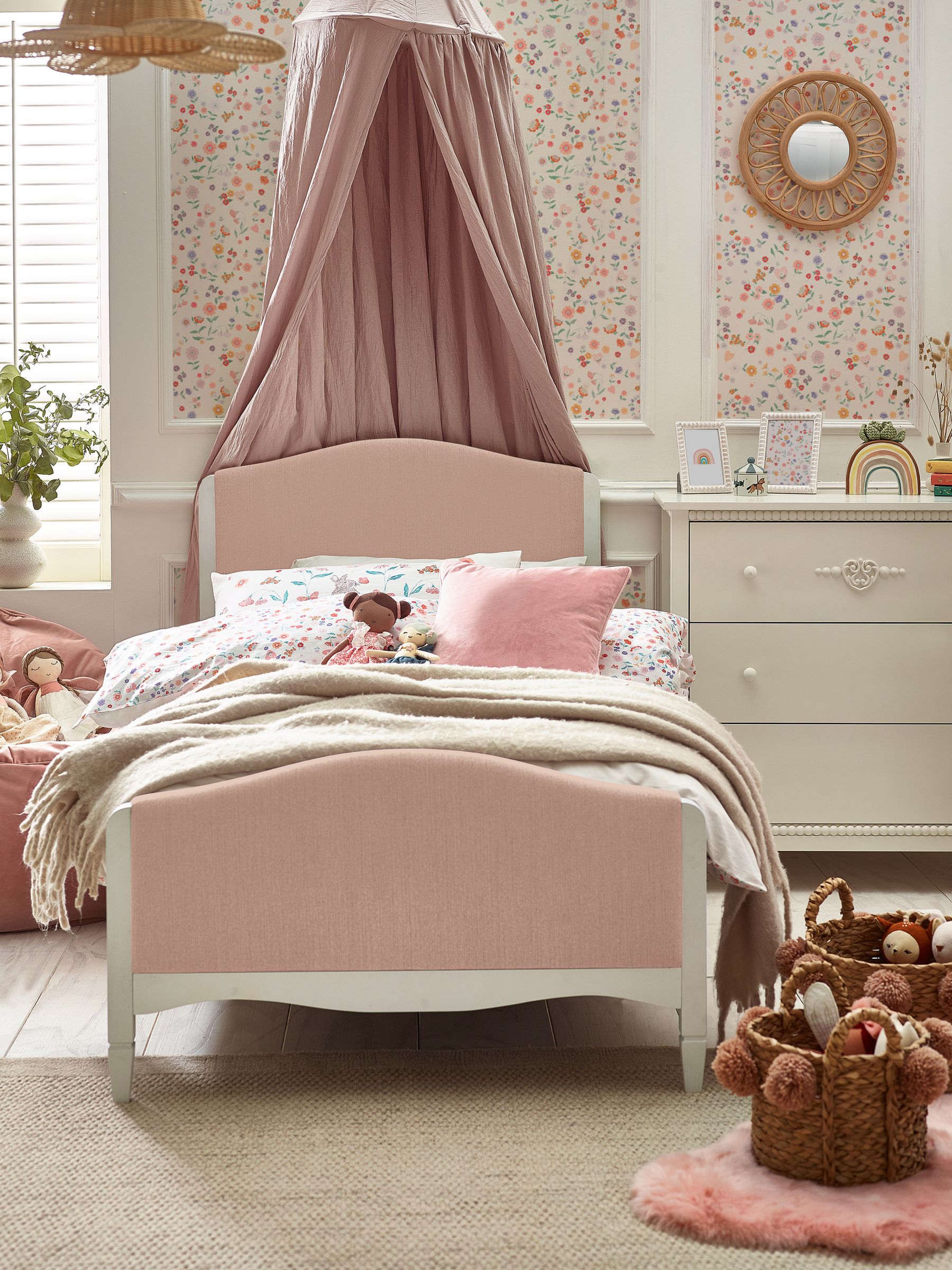Soft Texture Blush Pink Josie Junior Kids Bed Frame