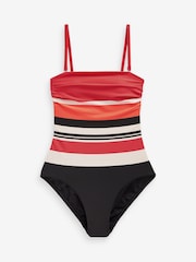 Red/Black Stripe Bandeau Tummy Control Swimsuit - Image 6 of 6